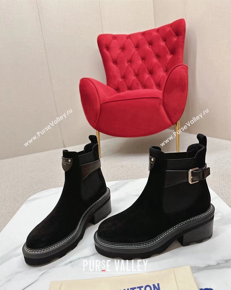 Louis Vuitton LV Beaubourg Ankle Boots Suede calf leather Black 1ACKCJ 2024 (SS-23112337)
