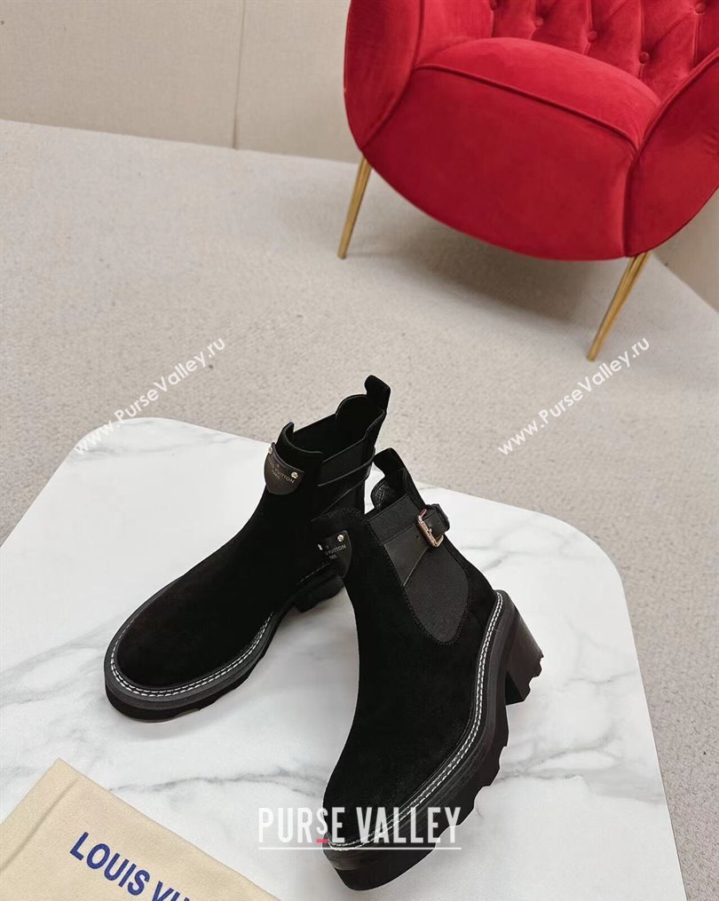 Louis Vuitton LV Beaubourg Ankle Boots Suede calf leather Black 1ACKCJ 2024 (SS-23112337)