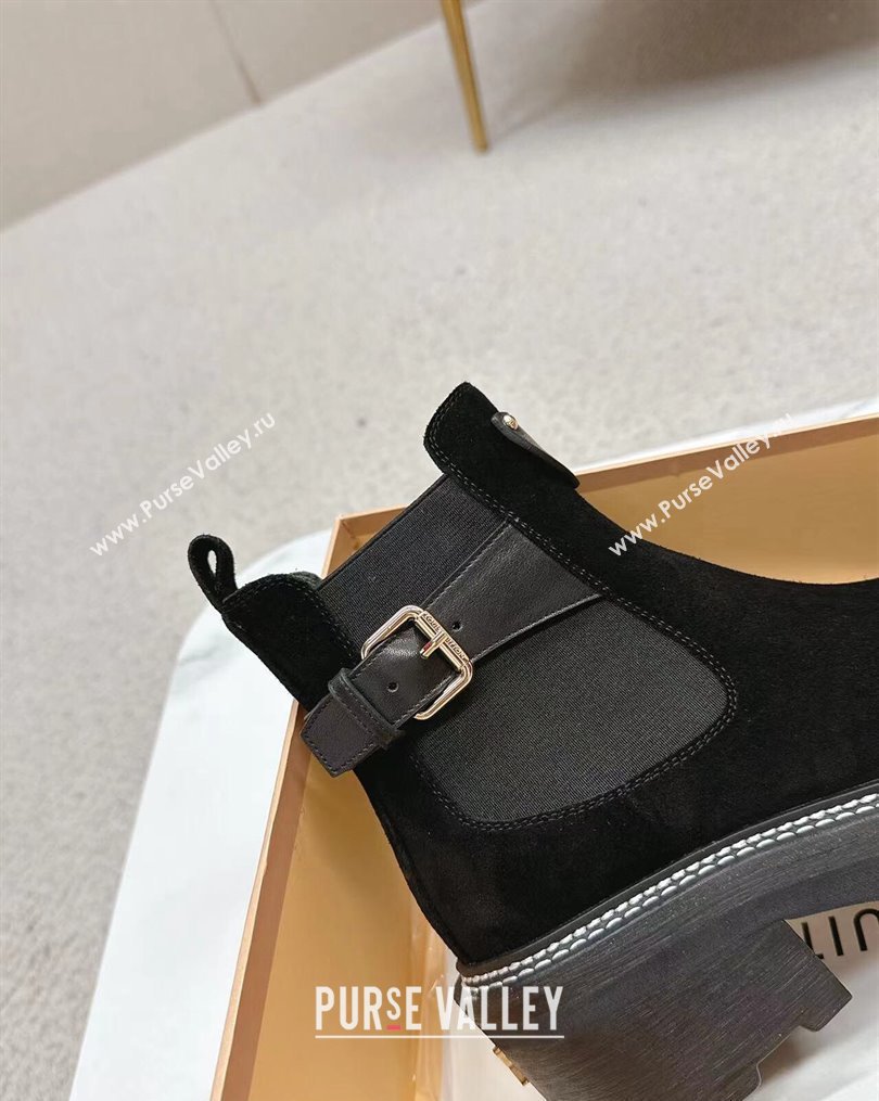 Louis Vuitton LV Beaubourg Ankle Boots Suede calf leather Black 1ACKCJ 2024 (SS-23112337)