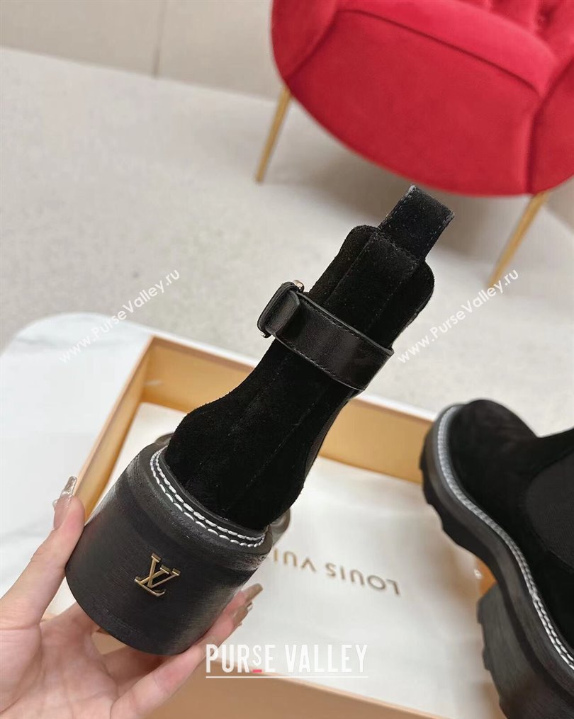 Louis Vuitton LV Beaubourg Ankle Boots Suede calf leather Black 1ACKCJ 2024 (SS-23112337)