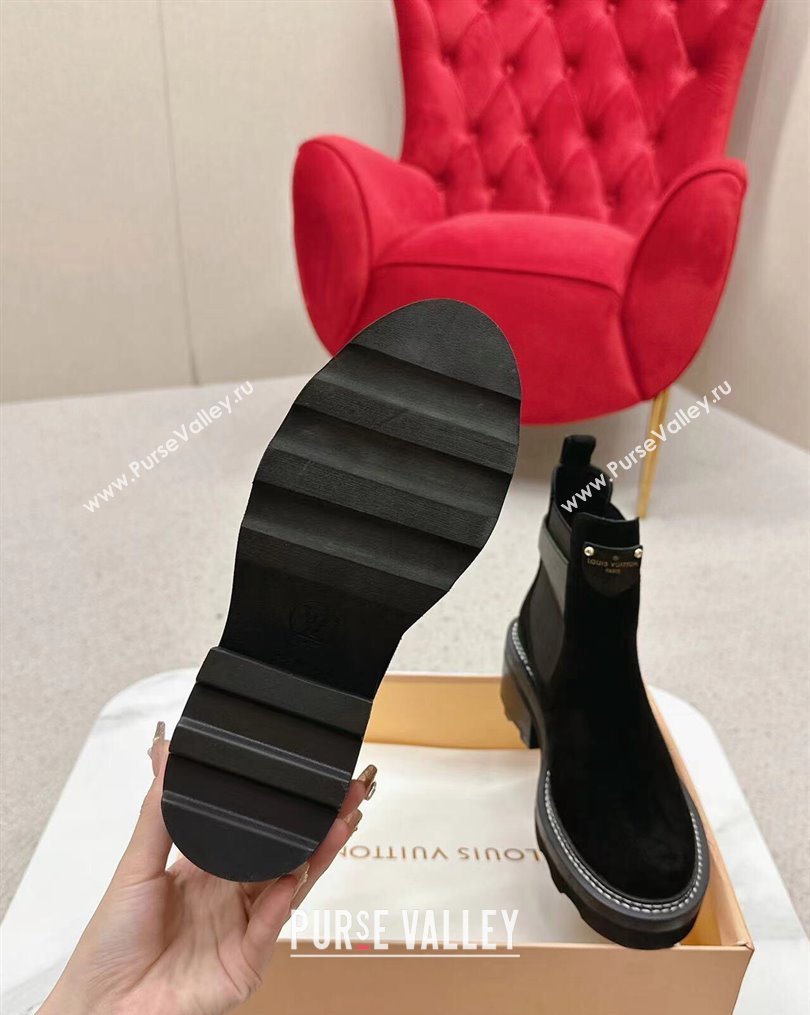 Louis Vuitton LV Beaubourg Ankle Boots Suede calf leather Black 1ACKCJ 2024 (SS-23112337)