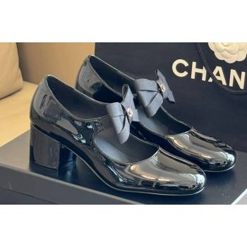 Chanel Patent Calfskin Grosgrain Bow Mary Janes G45356 Black 2024 (kaola-23112319)