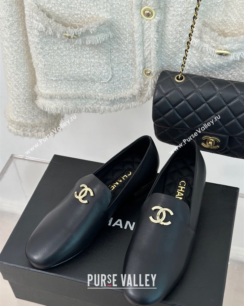 Chanel Leather Moccasins G45271 Black 2024 (modeng-23112333)