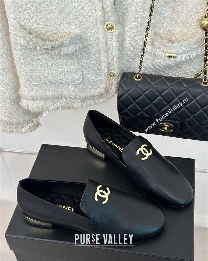Chanel Leather Moccasins G45271 Black 2024 (modeng-23112333)