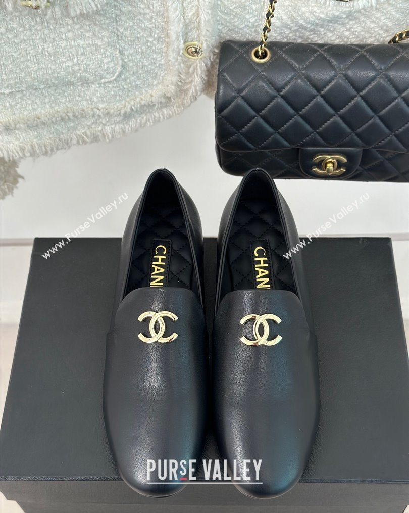 Chanel Leather Moccasins G45271 Black 2024 (modeng-23112333)