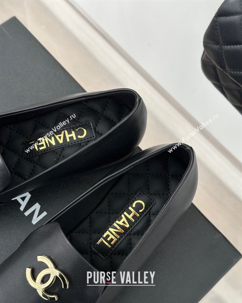 Chanel Leather Moccasins G45271 Black 2024 (modeng-23112333)