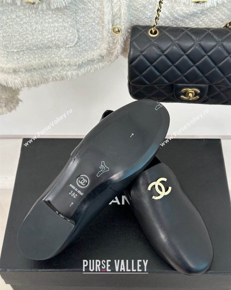 Chanel Leather Moccasins G45271 Black 2024 (modeng-23112333)