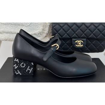 Chanel Strass Heel 4.5cm Mary Janes G45473 Black 2024 (clf-23112314)
