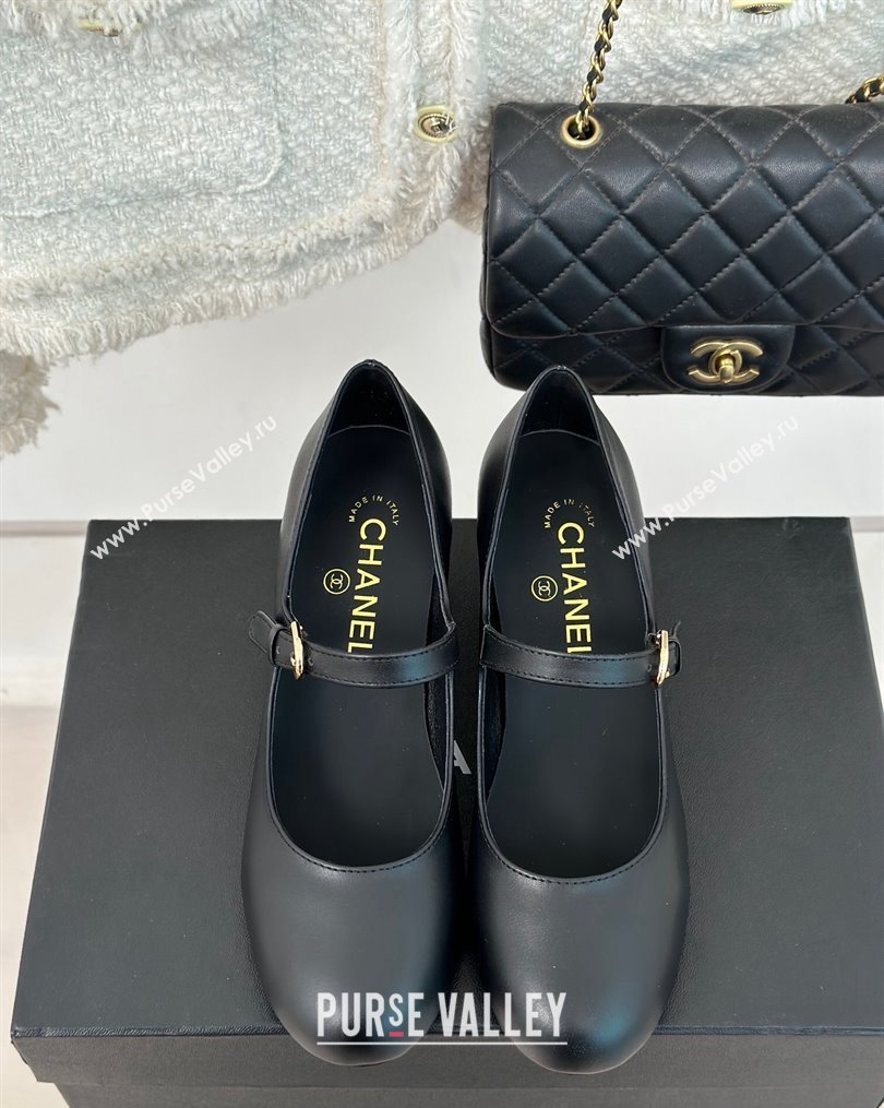 Chanel Strass Heel 4.5cm Mary Janes G45473 Black 2024 (clf-23112314)