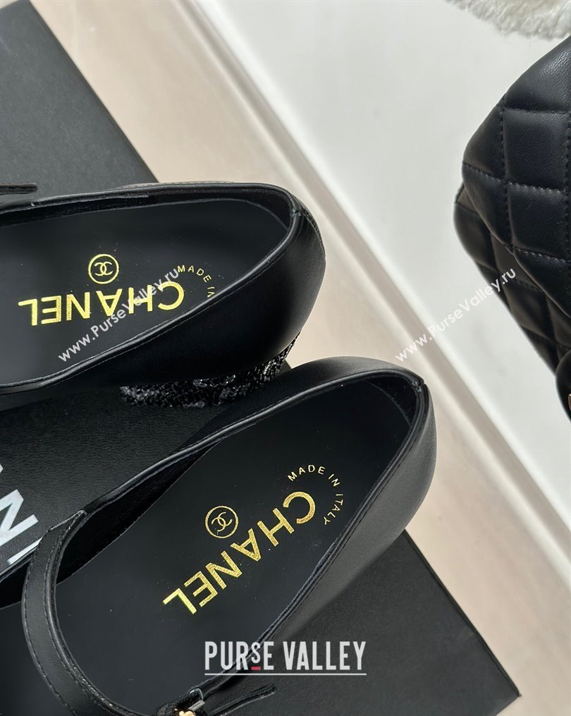 Chanel Strass Heel 4.5cm Mary Janes G45473 Black 2024 (clf-23112314)