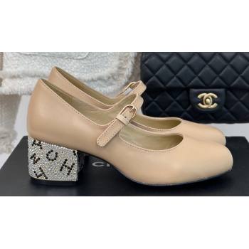 Chanel Strass Heel 4.5cm Mary Janes G45473 Beige 2024 (clf-23112316)