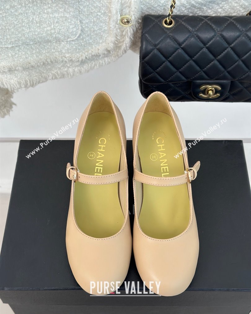 Chanel Strass Heel 4.5cm Mary Janes G45473 Beige 2024 (clf-23112316)