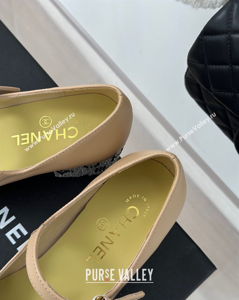Chanel Strass Heel 4.5cm Mary Janes G45473 Beige 2024 (clf-23112316)