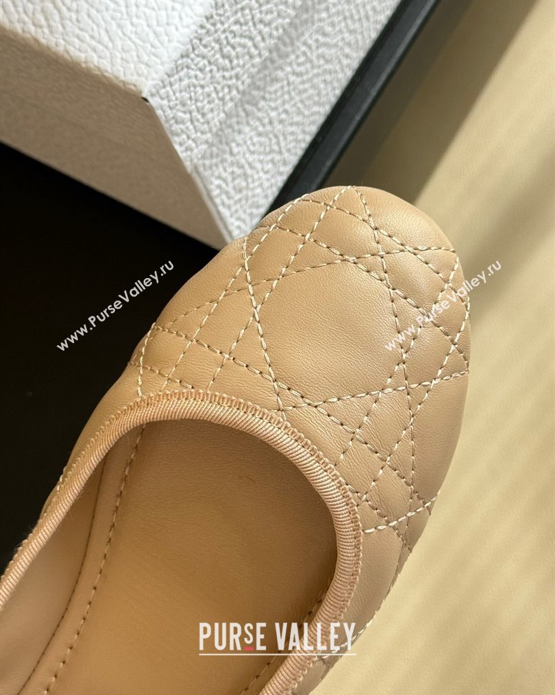 Dior Ballet Flats with Ankle strap and Pearl in Nude Quilted Cannage Calfskin 2024 (kaola-23112322)