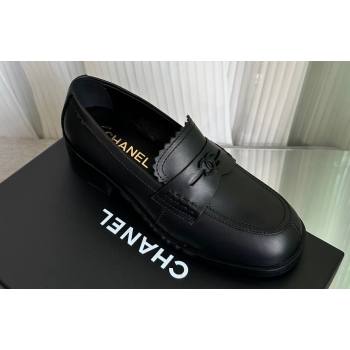 Chanel Heel 4.5cm Calfskin Moccasins G45180 Black 2024 (modeng-23112335)