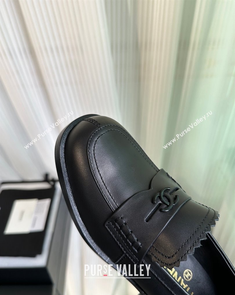 Chanel Heel 4.5cm Calfskin Moccasins G45180 Black 2024 (modeng-23112335)
