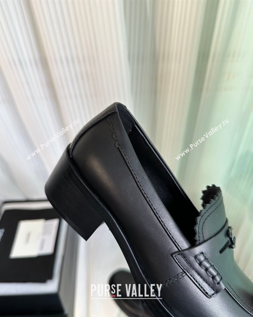 Chanel Heel 4.5cm Calfskin Moccasins G45180 Black 2024 (modeng-23112335)