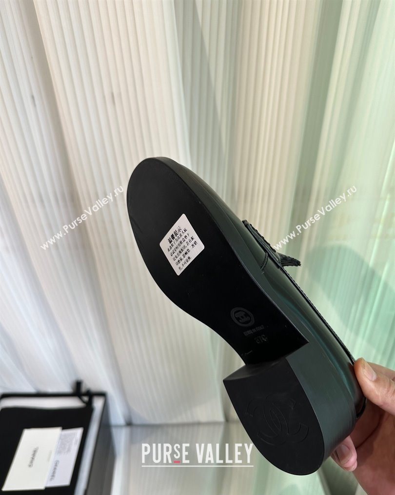 Chanel Heel 4.5cm Calfskin Moccasins G45180 Black 2024 (modeng-23112335)