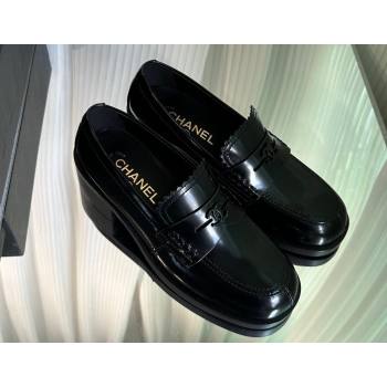 Chanel Heel 4.5cm Calfskin Moccasins G45180 Brushed Black 2024 (modeng-23112338)