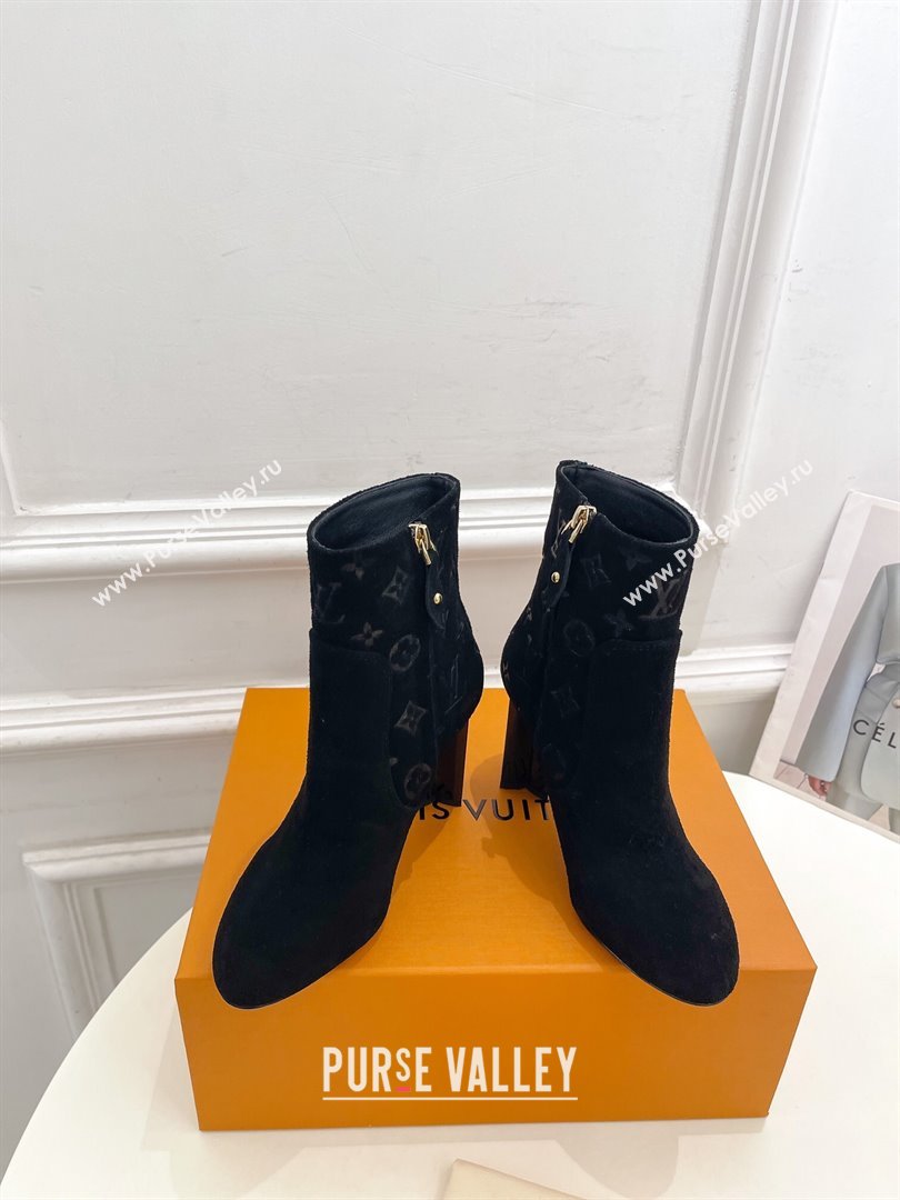 Louis Vuitton Heel 8.5cm Silhouette Ankle Boots in Suede calf leather Black 2024 (modeng-23112413)