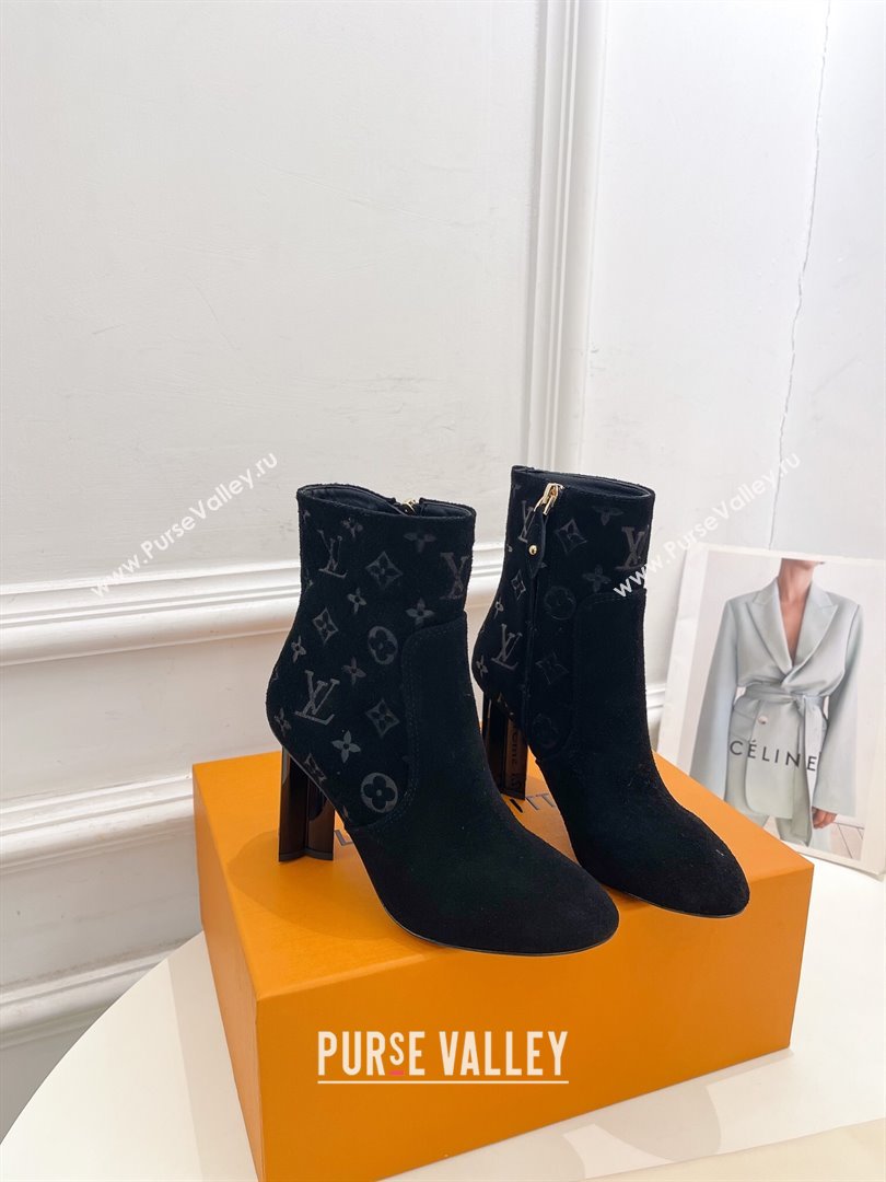Louis Vuitton Heel 8.5cm Silhouette Ankle Boots in Suede calf leather Black 2024 (modeng-23112413)