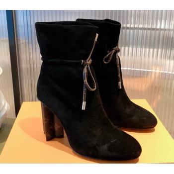 Louis Vuitton Heel 9cm Silhouette Drawstring Ankle Boots in Suede calf leather Black 2024 (modeng-23112404)
