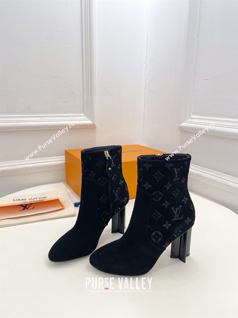Louis Vuitton Heel 8.5cm Silhouette Ankle Boots in Suede calf leather Black 2024 (modeng-23112413)