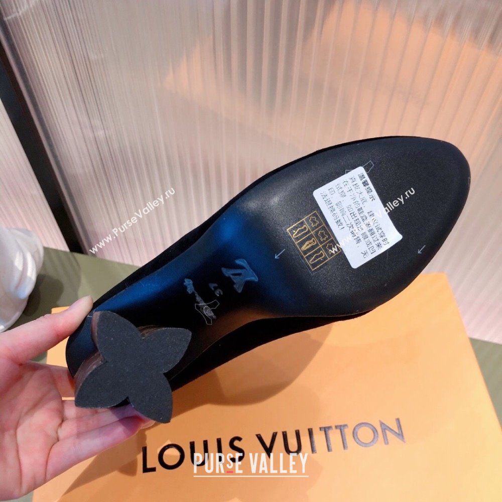 Louis Vuitton Heel 9cm Silhouette Drawstring Ankle Boots in Suede calf leather Black 2024 (modeng-23112404)