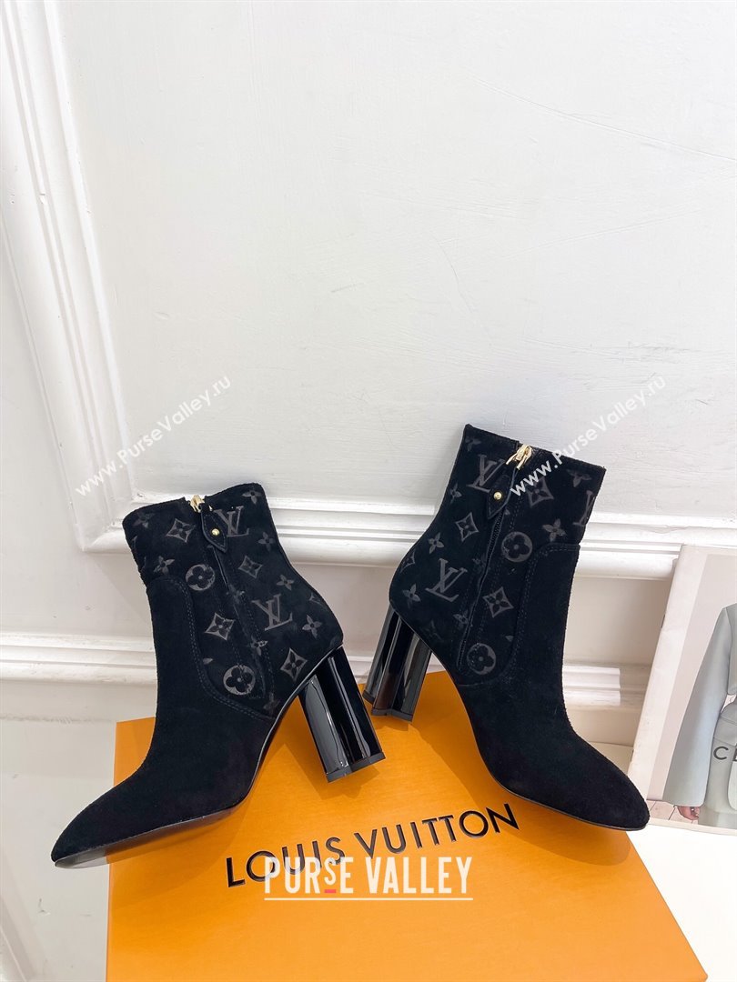 Louis Vuitton Heel 8.5cm Silhouette Ankle Boots in Suede calf leather Black 2024 (modeng-23112413)
