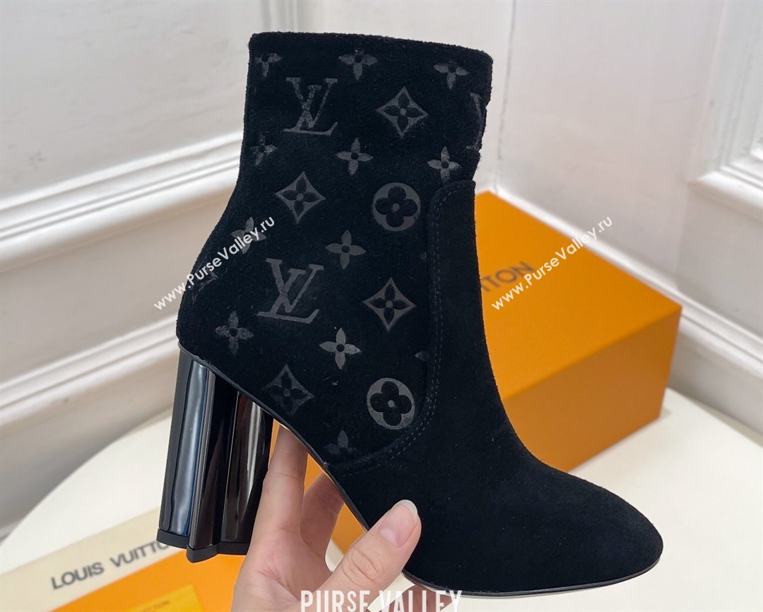 Louis Vuitton Heel 8.5cm Silhouette Ankle Boots in Suede calf leather Black 2024 (modeng-23112413)