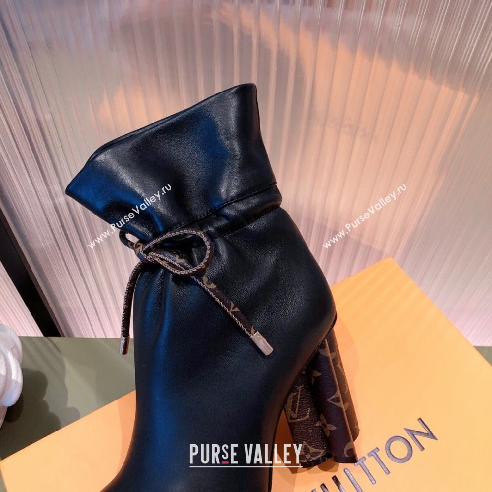 Louis Vuitton Heel 9cm Silhouette Drawstring Ankle Boots in calf leather Black 2024 (modeng-23112405)