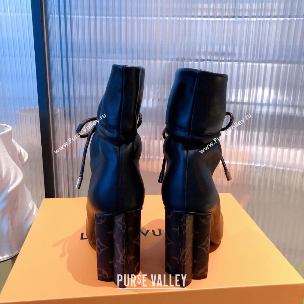 Louis Vuitton Heel 9cm Silhouette Drawstring Ankle Boots in calf leather Black 2024 (modeng-23112405)