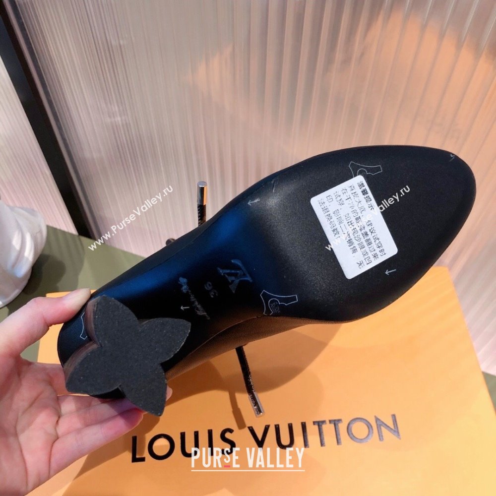 Louis Vuitton Heel 9cm Silhouette Drawstring Ankle Boots in calf leather Black 2024 (modeng-23112405)