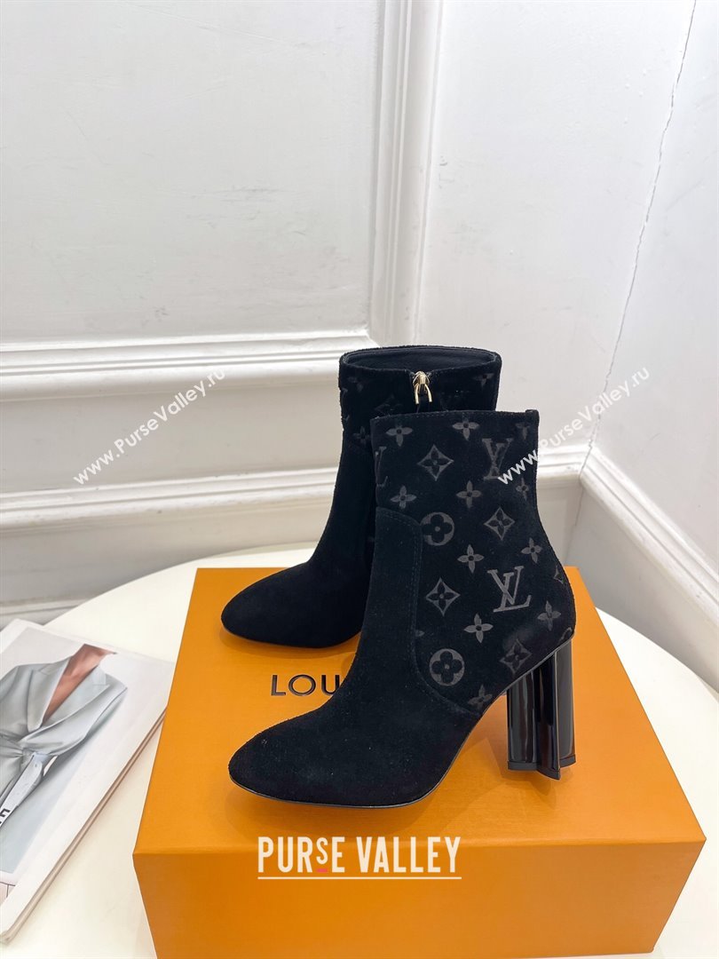 Louis Vuitton Heel 8.5cm Silhouette Ankle Boots in Suede calf leather Black 2024 (modeng-23112413)