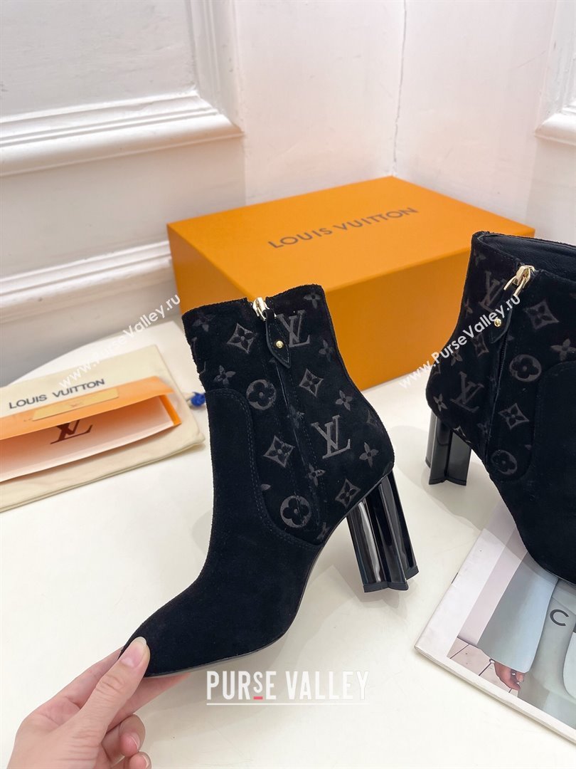 Louis Vuitton Heel 8.5cm Silhouette Ankle Boots in Suede calf leather Black 2024 (modeng-23112413)