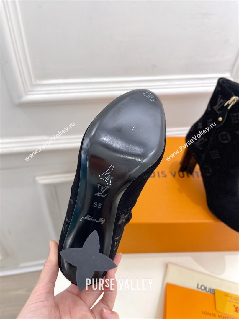 Louis Vuitton Heel 8.5cm Silhouette Ankle Boots in Suede calf leather Black 2024 (modeng-23112413)