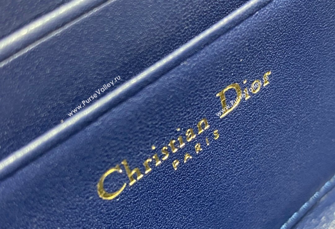 Lady Dior Voyageur Small Coin Purse in Blue Patent Cannage Calfskin 2024 (XXG-23112516)