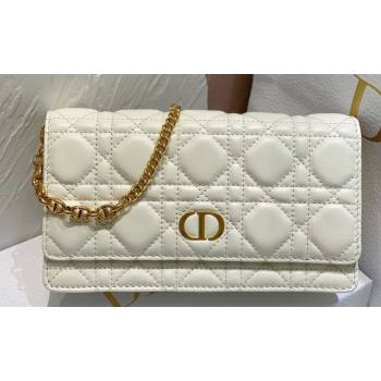 Dior Caro Pouch Bag in White Soft Cannage Calfskin 2024 (XXG-23112507)