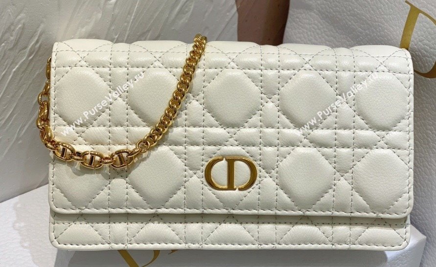 Dior Caro Pouch Bag in White Soft Cannage Calfskin 2024 (XXG-23112507)