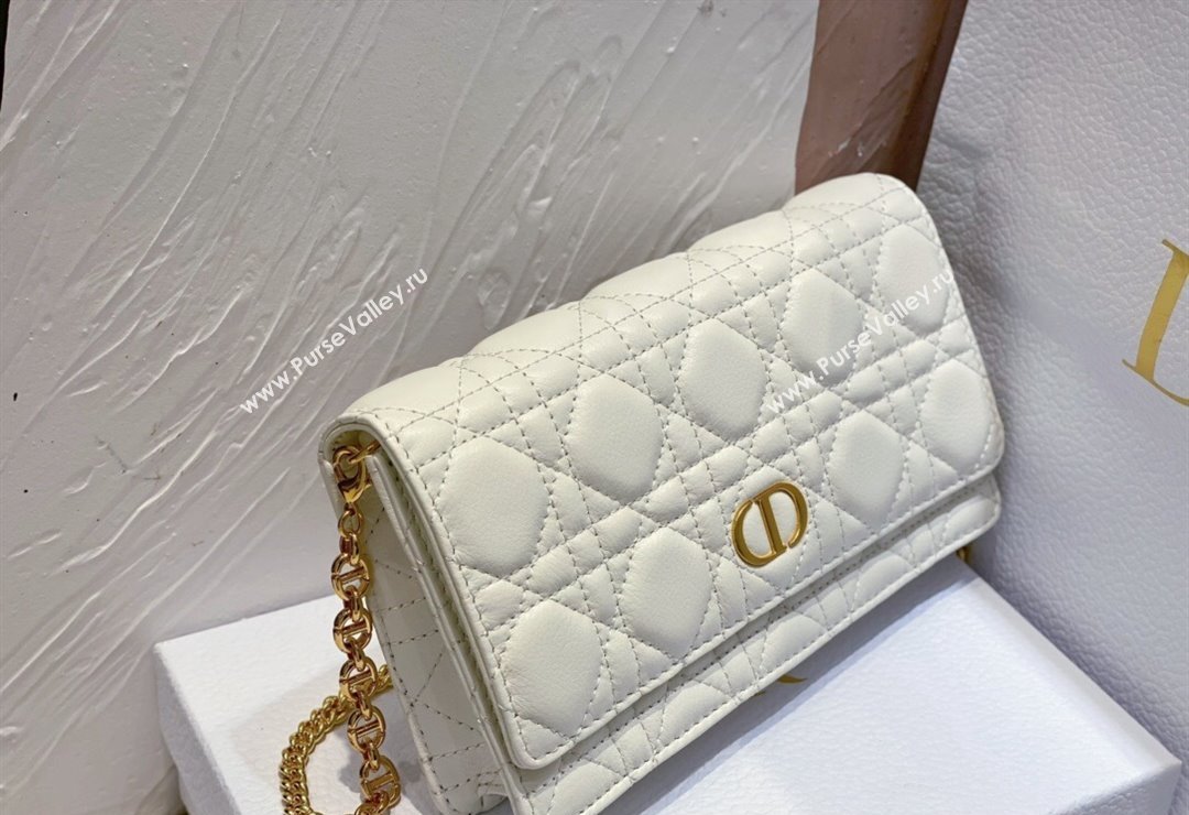 Dior Caro Pouch Bag in White Soft Cannage Calfskin 2024 (XXG-23112507)
