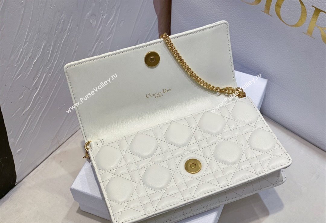Dior Caro Pouch Bag in White Soft Cannage Calfskin 2024 (XXG-23112507)