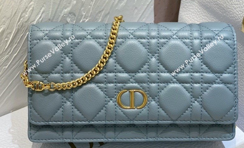 Dior Caro Pouch Bag in Cloud Blue Soft Cannage Calfskin 2024 (XXG-23112510)