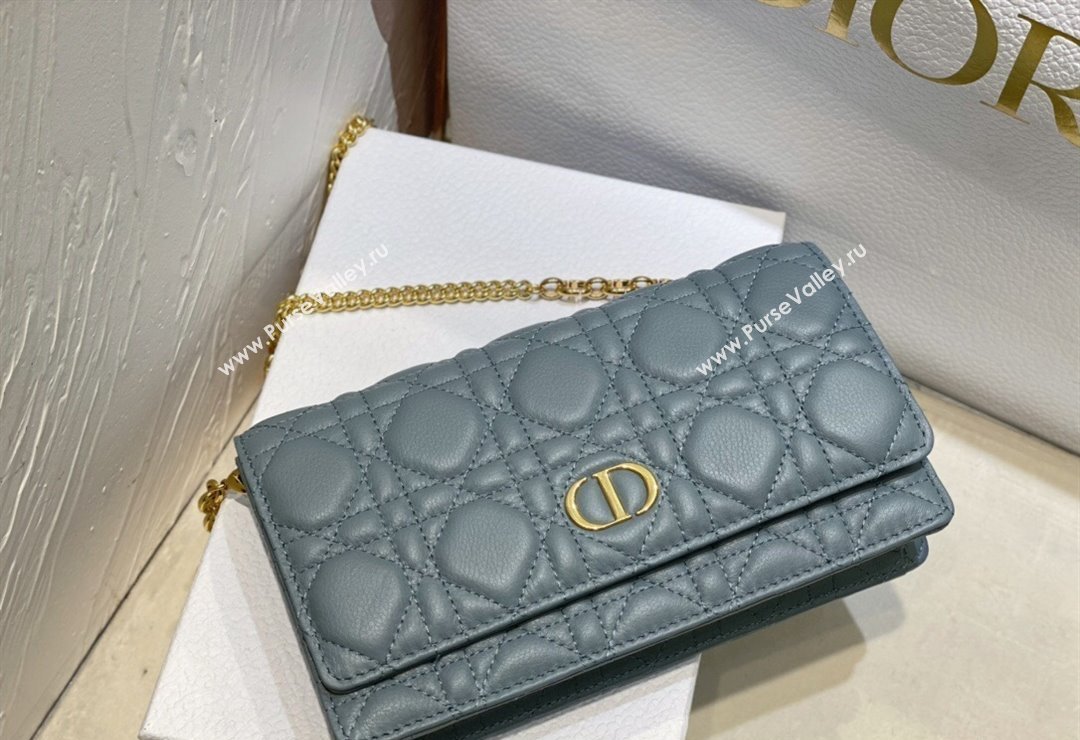 Dior Caro Pouch Bag in Cloud Blue Soft Cannage Calfskin 2024 (XXG-23112510)