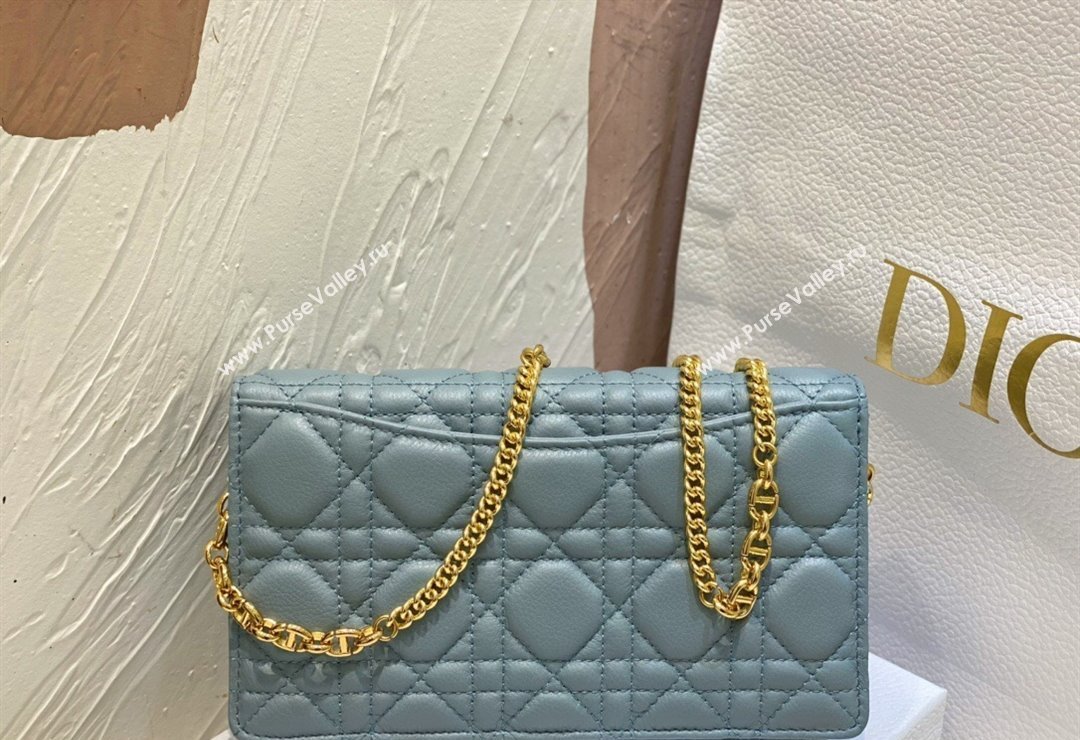Dior Caro Pouch Bag in Cloud Blue Soft Cannage Calfskin 2024 (XXG-23112510)