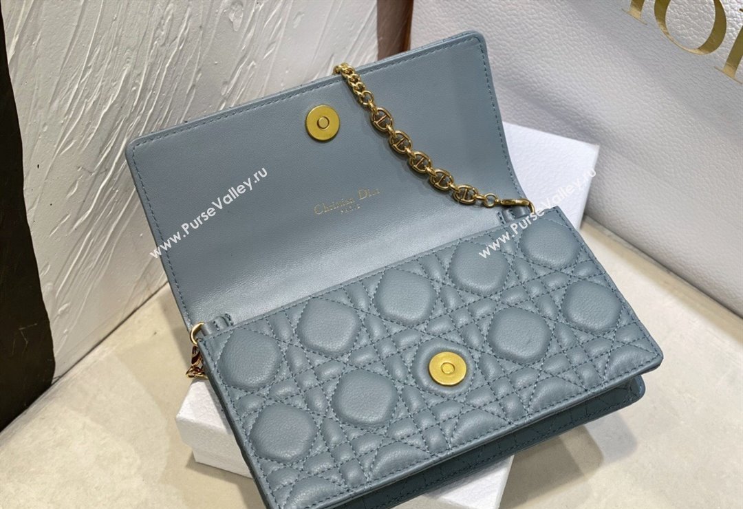 Dior Caro Pouch Bag in Cloud Blue Soft Cannage Calfskin 2024 (XXG-23112510)
