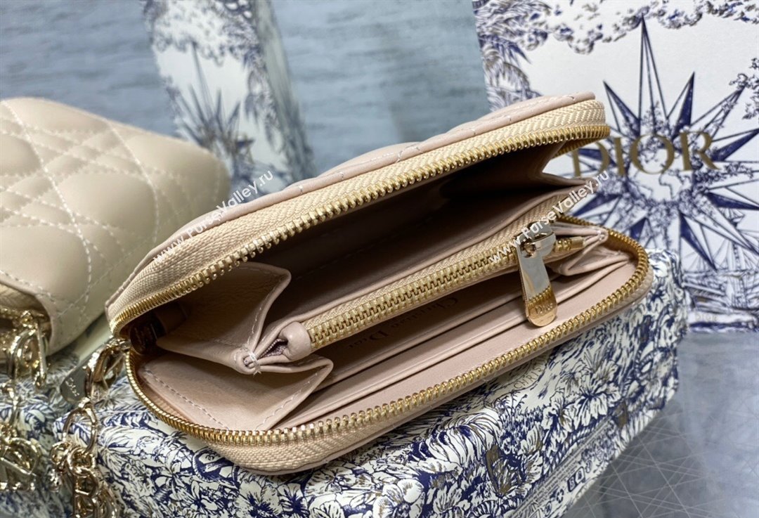 Lady Dior Voyageur Small Coin Purse in Beige Cannage Lambskin 2024 (XXG-23112514)