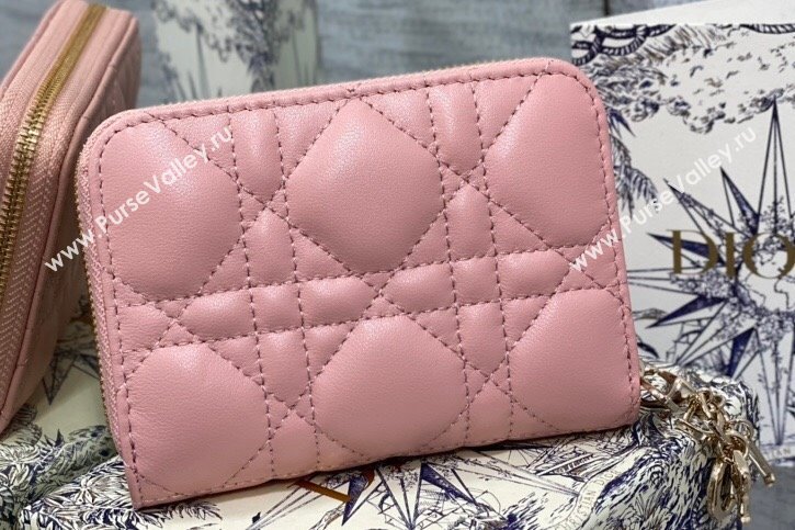 Lady Dior Voyageur Small Coin Purse in Pink Cannage Lambskin 2024 (XXG-23112513)