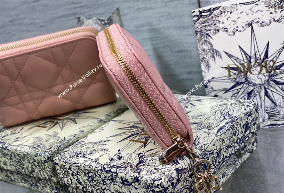 Lady Dior Voyageur Small Coin Purse in Pink Cannage Lambskin 2024 (XXG-23112513)