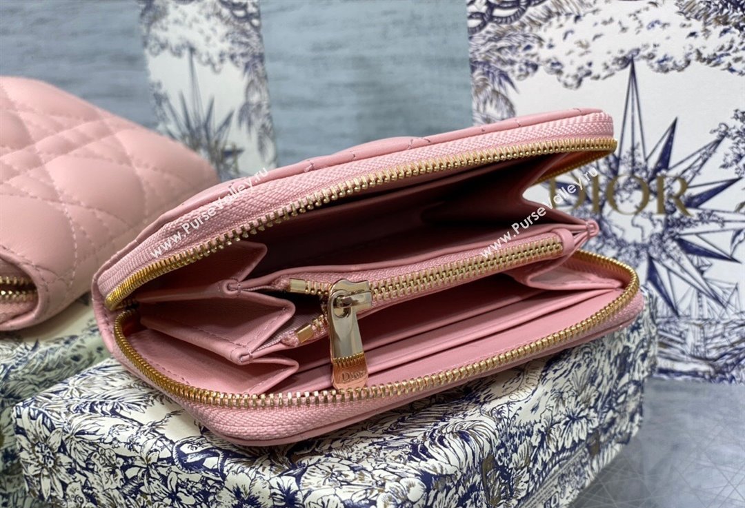 Lady Dior Voyageur Small Coin Purse in Pink Cannage Lambskin 2024 (XXG-23112513)