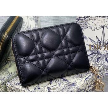 Lady Dior Voyageur Small Coin Purse in Black Cannage Lambskin 2024 (XXG-23112511)